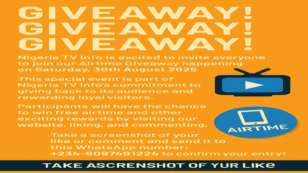 Featured image: Nigeria TV Info kwuputara Airtime Giveaway na 30th August 2025